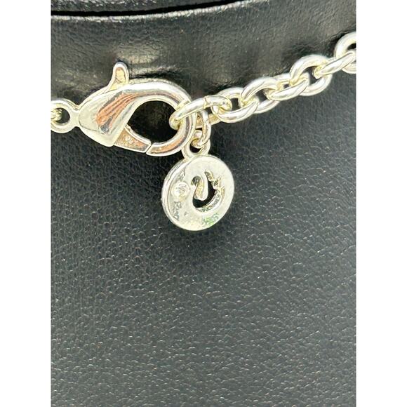 Swarovski Silver and Gold Tone Hammered Disc Necklace - Picture 3 of 7